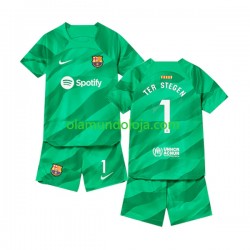 Camisola FC Barcelona Ter Stegen 1 Guarda-redes Criança Equipamento Primeiro 2023-2024 Manga Curta
